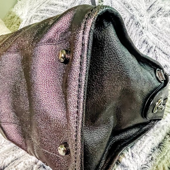 EUC - COACH RHYDER SATCHEL IN METALLIC TWO-TONE LEATHER (F33739) - Picture 5 of 10